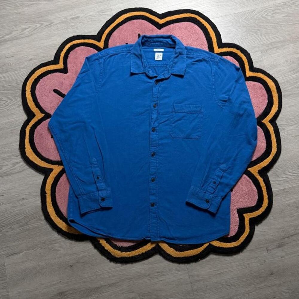 Gap Untucked Casual Button Up Shirt Size XL Blue Preppy Casual